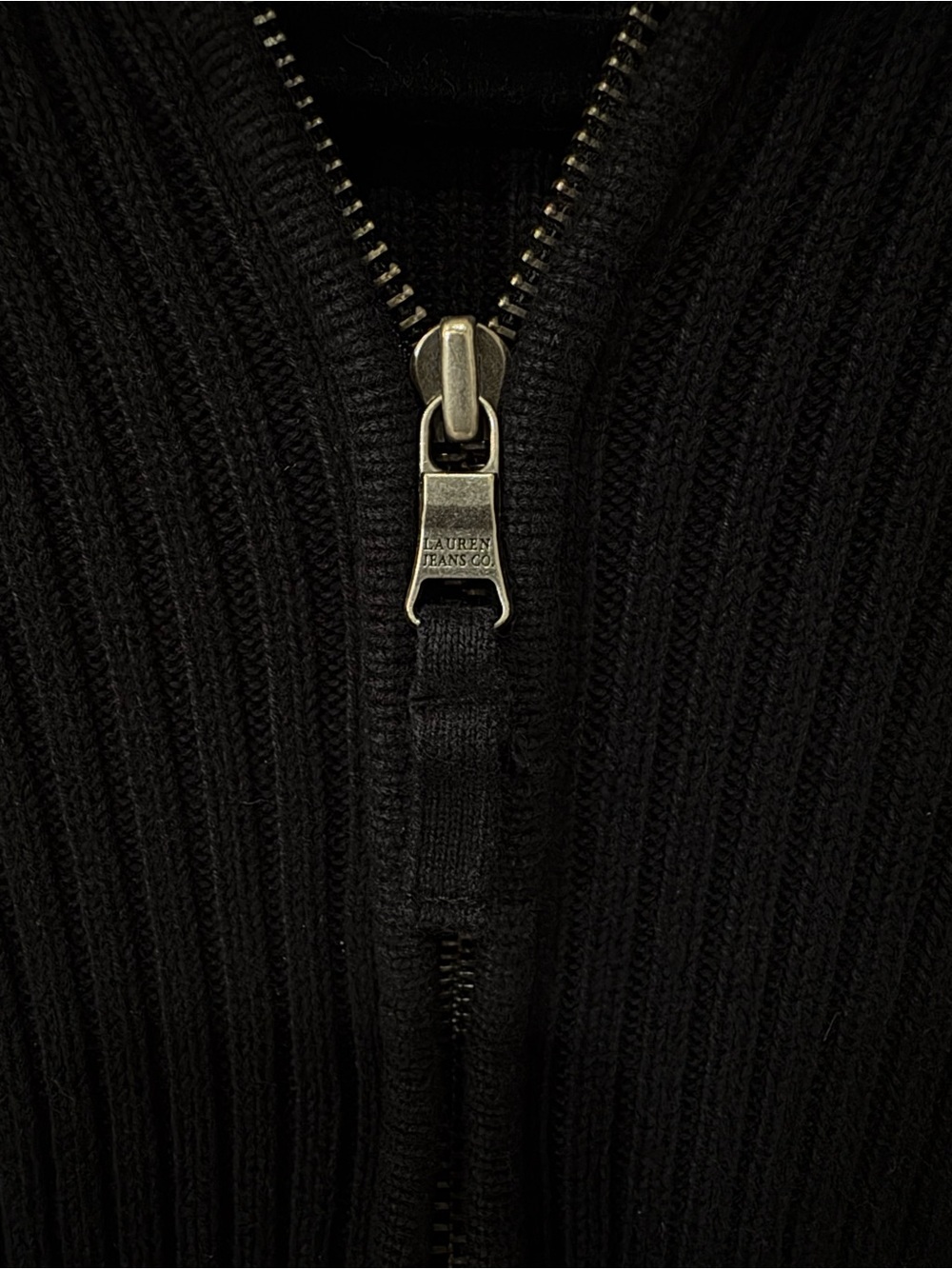 Lauren Ralph Lauren Ribbed Zip-Up Sweater Jacket Women’s Size M Black Classic - Picture 2 of 9